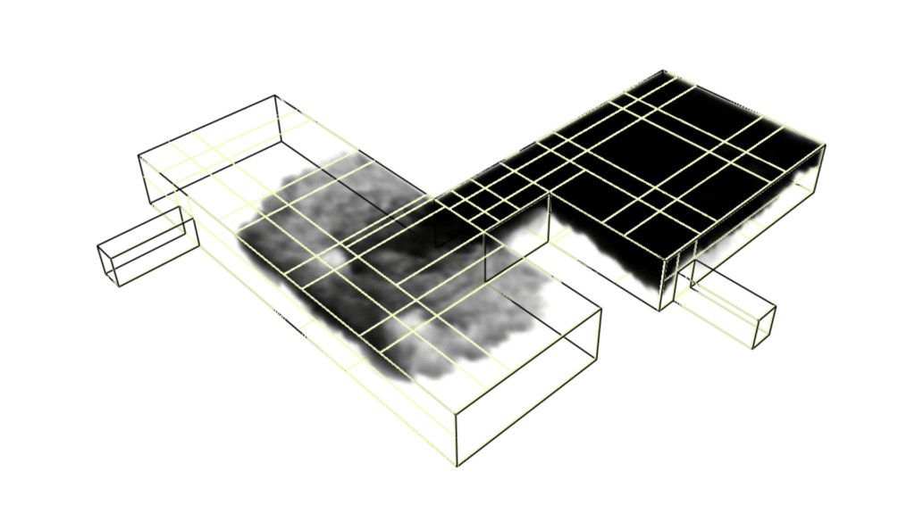 Simulación de propagación de humo en garaje - Concentración de humo
