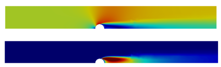 Resultados de velocidad y turbulencia en el flujo tras la linea de acondicionadores
